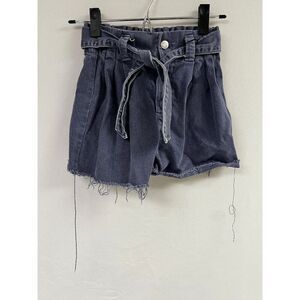 Zara Kids Girls High-waist Paperbag Cutoff Denim Shorts Dark Wash Size 9